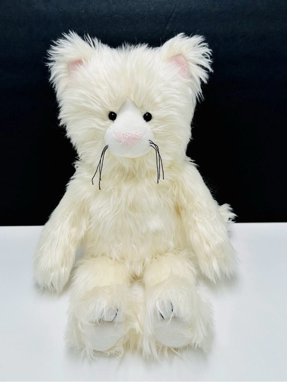 Pottery Barn PBK White Kitty Cat 16 Inch Stuffed Animal Floppy Plush Soft Cuddly